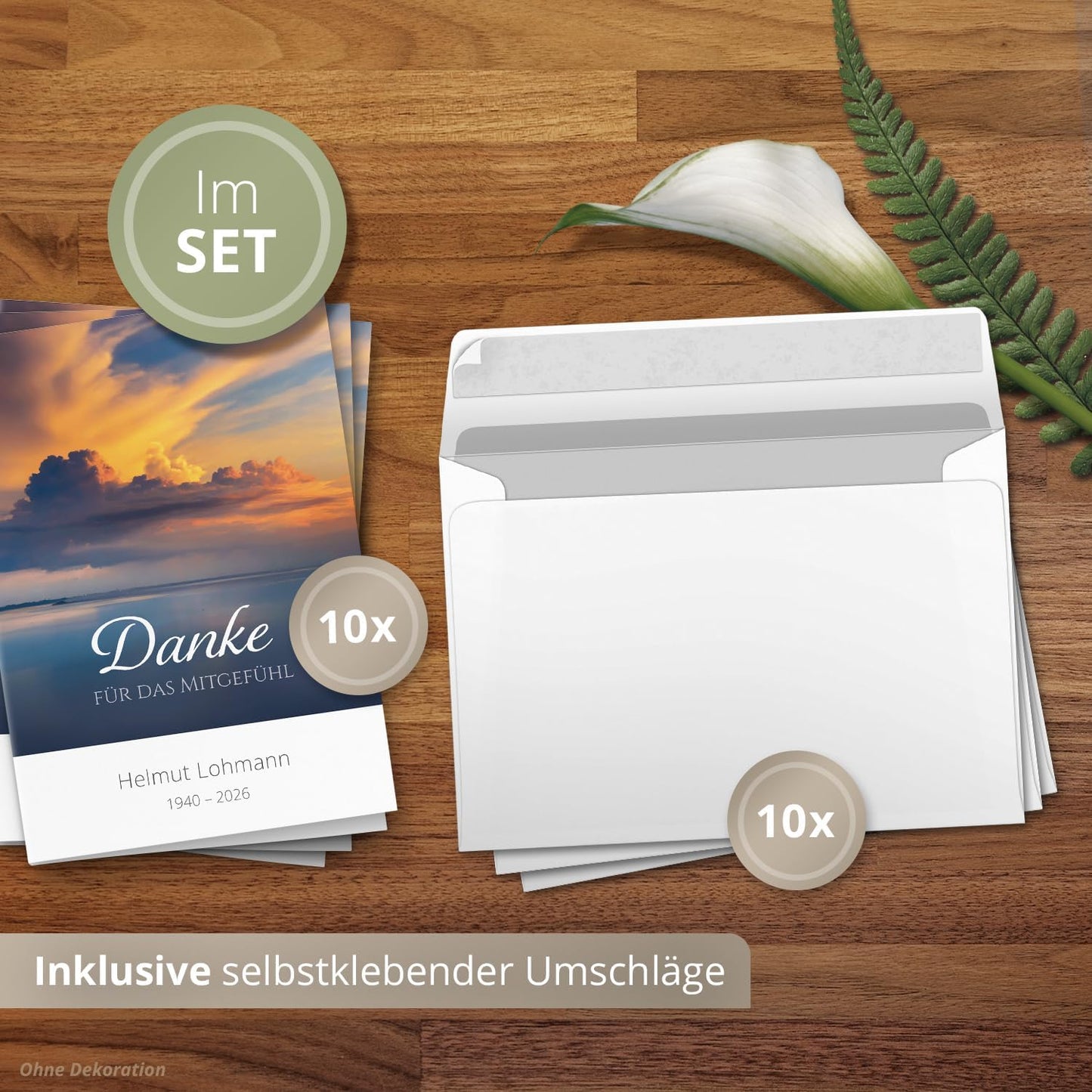 Einladungskarten Manufaktur Hamburg 10 PERSONALISIERTE Trauer Danksagungen Dankeskarten mit eigenem Text und Foto | Individuell anpassbare Trauerkarten mit Briefumschlägen | Karten Design 43