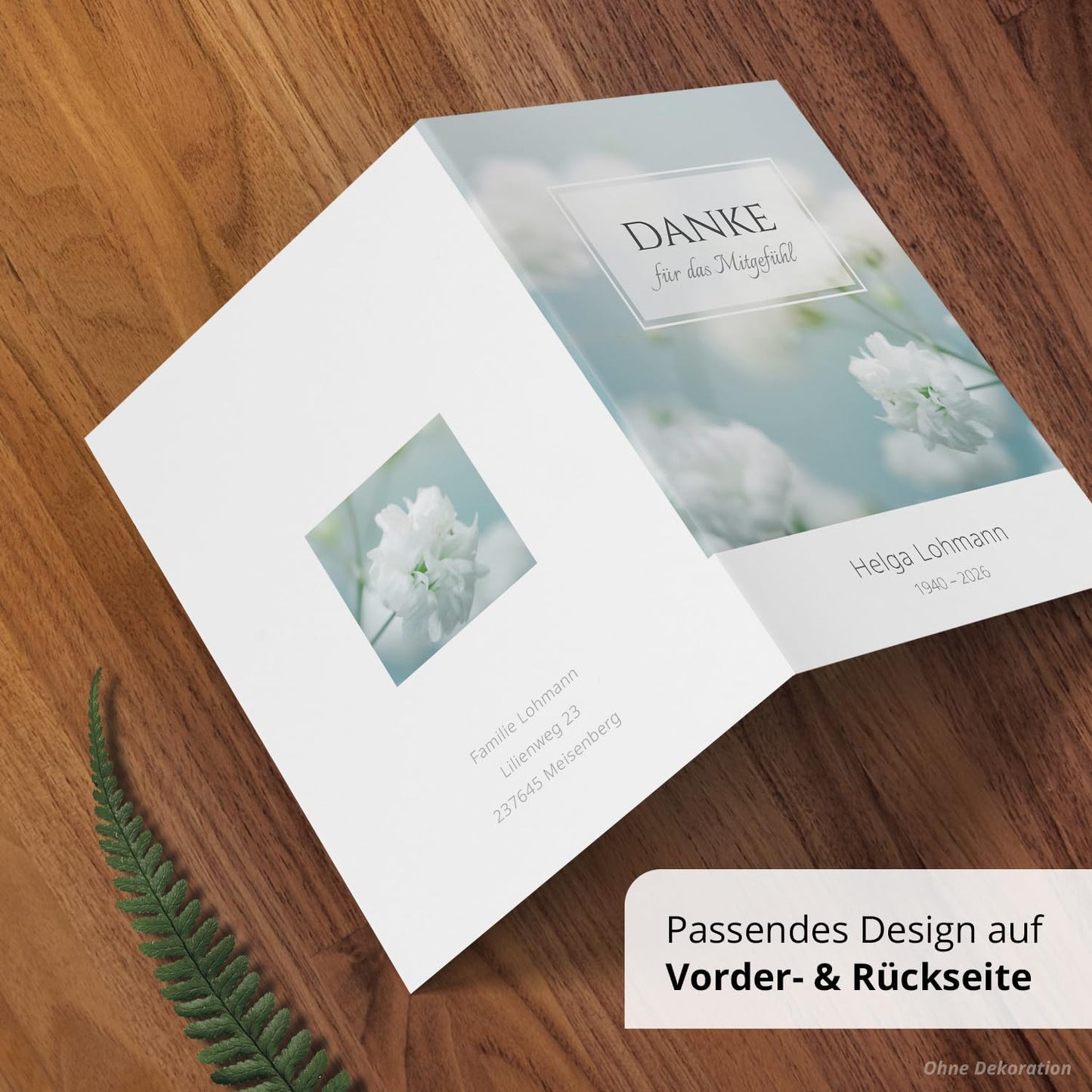 10 PERSONALISIERTE Trauer Danksagungen Dankeskarten mit eigenem Text und Foto | Individuell anpassbare Trauerkarten mit Briefumschlägen | Danke für das Mitgefühl 01