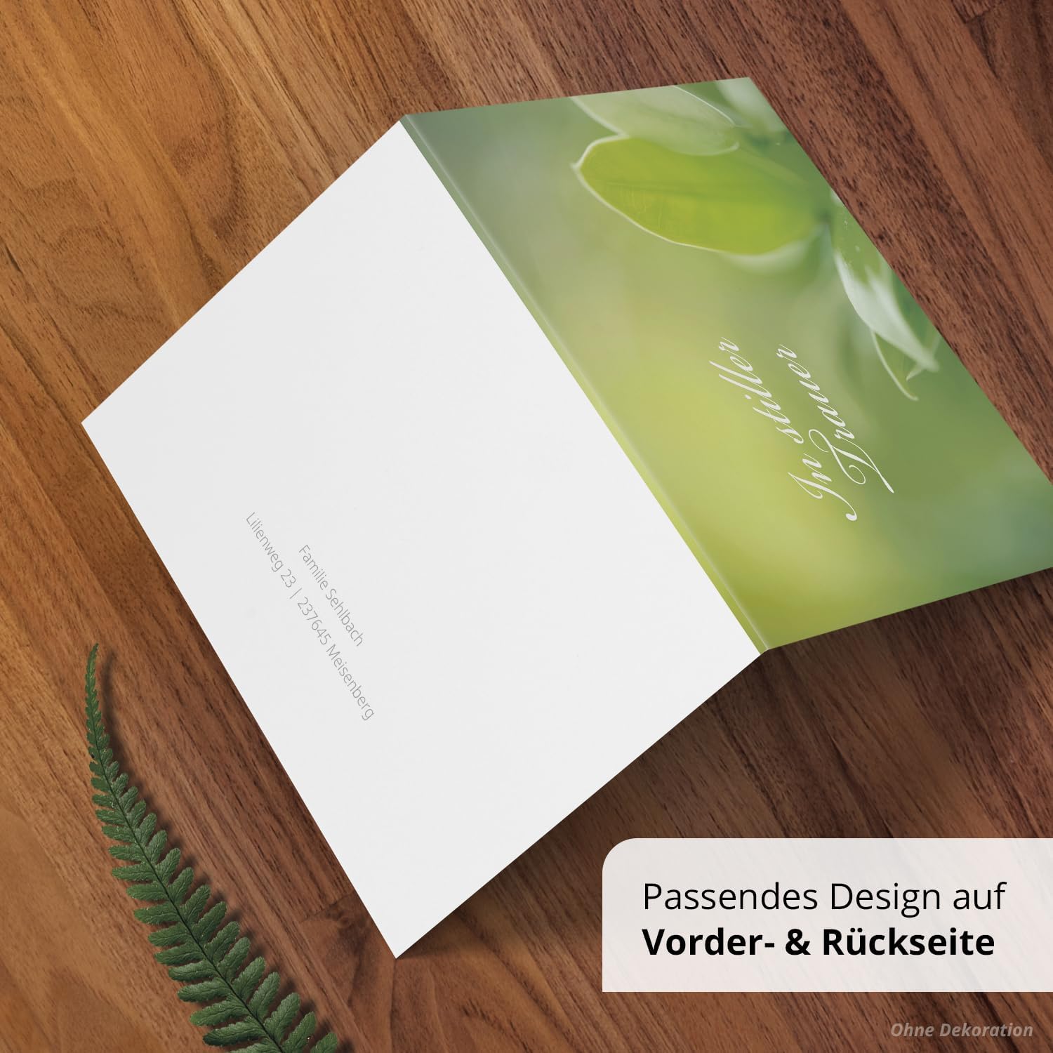 10x Einladung Beerdigung und Trauerfeier PERSONALISIERT | INDIVIDUALISIERT mit Text Foto und Umschlägen Klappkarte stilvoll hochwertig Karten Motiv 09