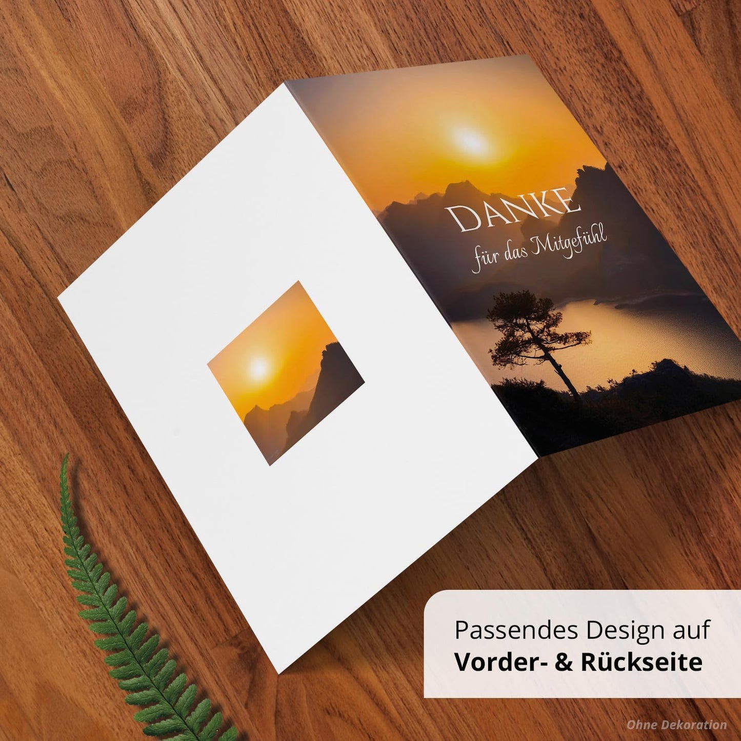 Danksagungskarten Trauer – 10 Klappkarten mit Umschlägen – Motiv: Sonnenuntergang – Trauerkarten Danksagung mit Text – Dankeskarten Trauer nach Beerdigung