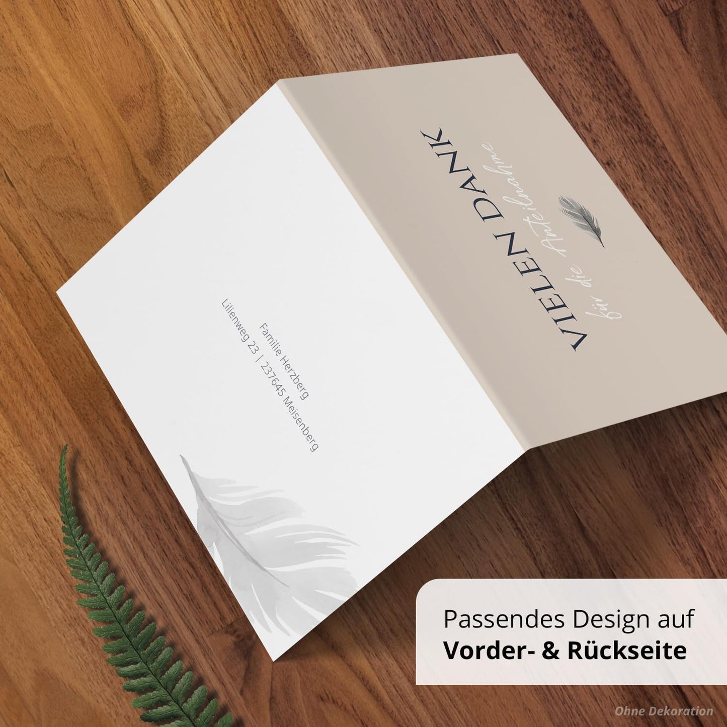 Einladungskarten Manufaktur Hamburg 10 PERSONALISIERTE Trauer Danksagungen Dankeskarten mit eigenem Text und Foto | Individuell anpassbare Trauerkarten mit Briefumschlägen | Karten Design 03