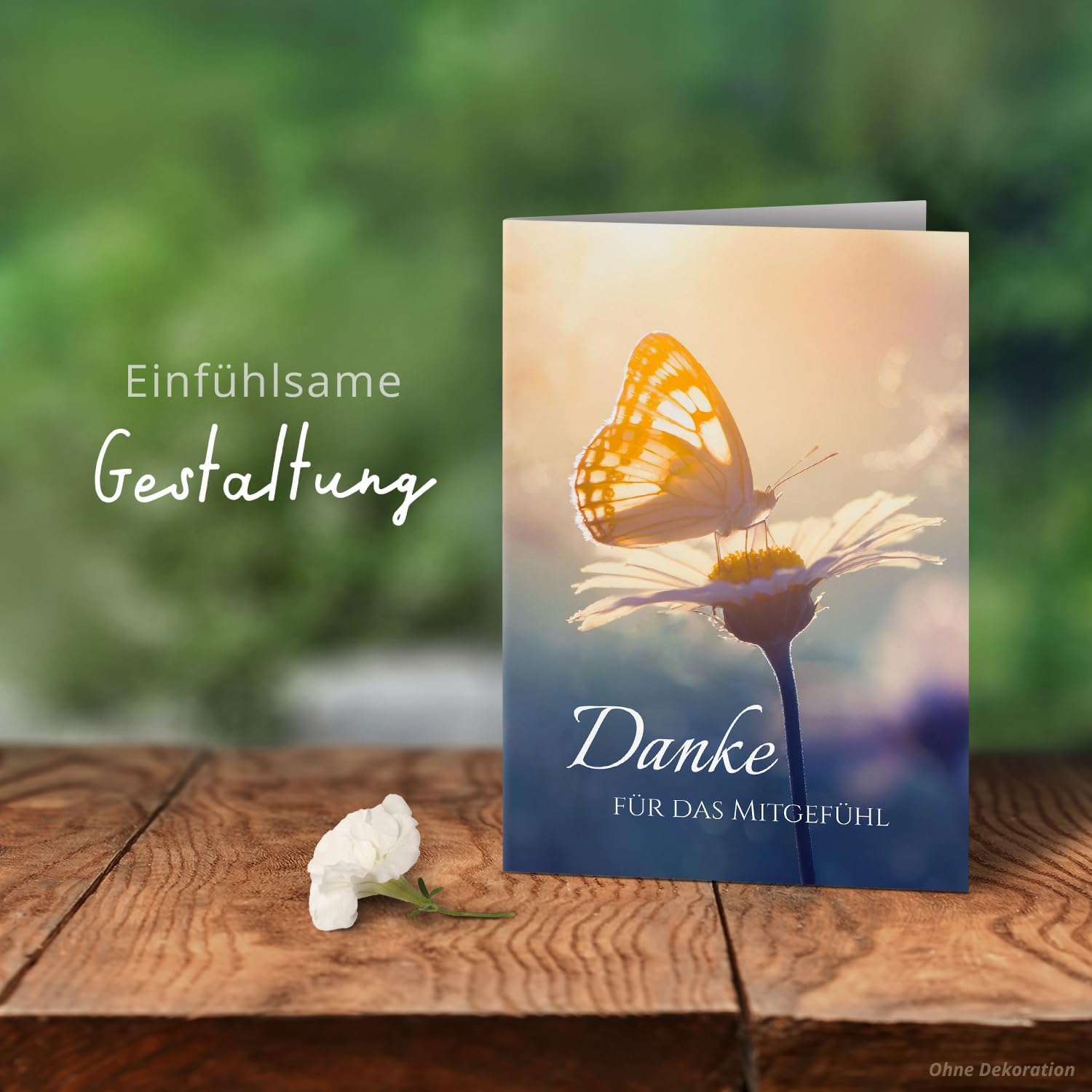 Danksagungskarten Trauer – 10 Klappkarten mit Umschlägen – Motiv: Schmetterling – Trauerkarten Danksagung mit Text – Dankeskarten Trauer nach Beerdigung