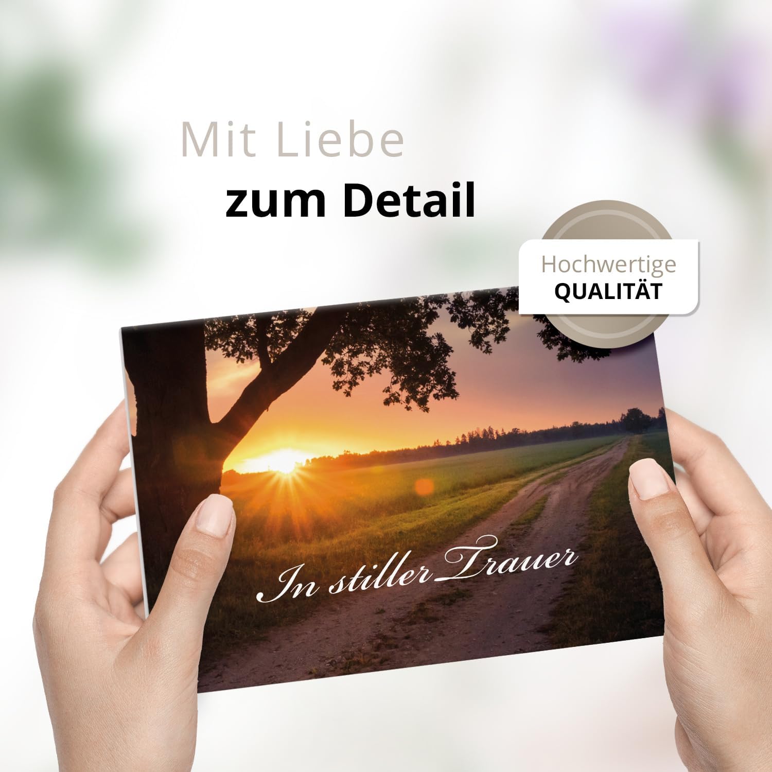 10x Einladung Beerdigung und Trauerfeier PERSONALISIERT | INDIVIDUALISIERT mit Text Foto und Umschlägen Klappkarte stilvoll hochwertig Karten Motiv 08