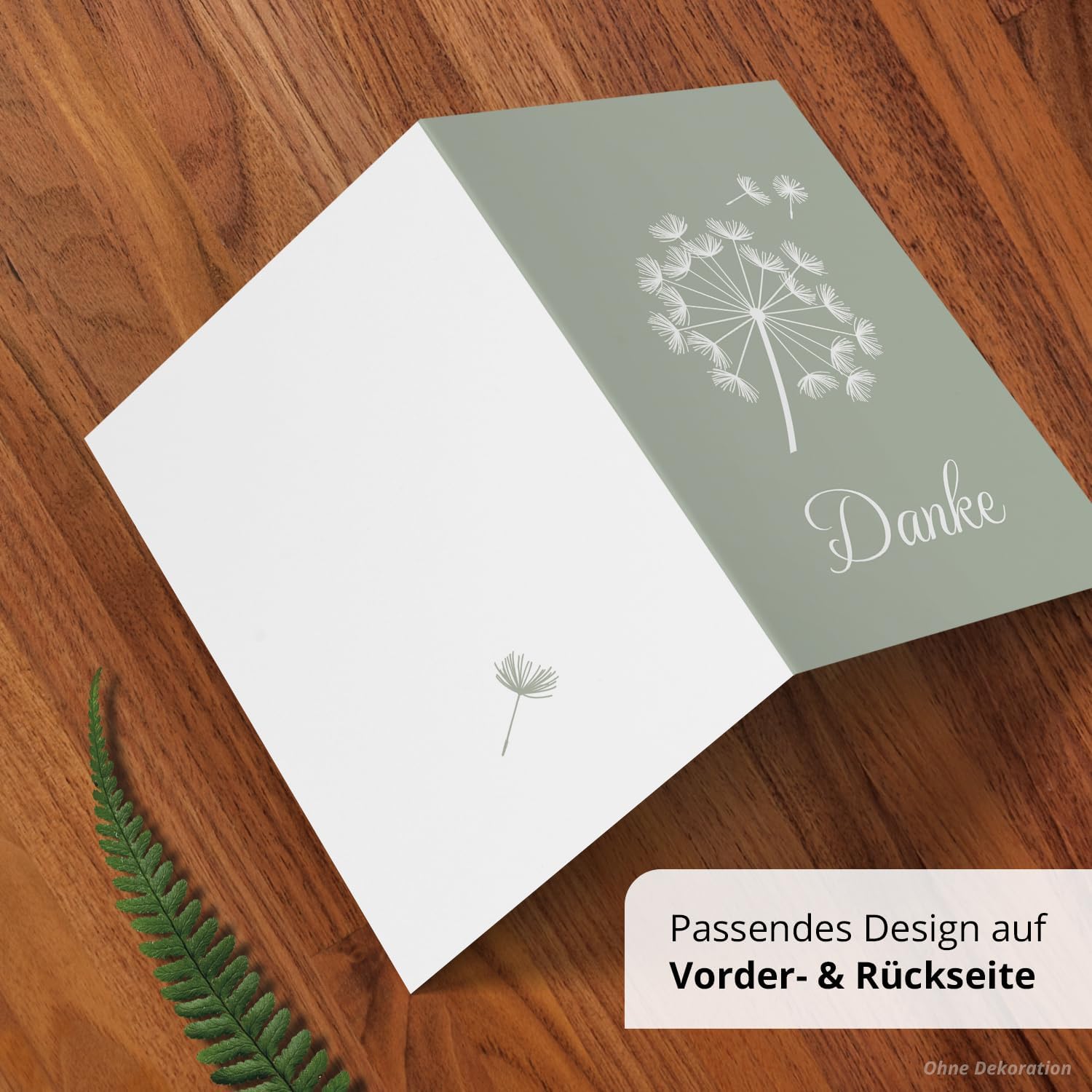 Danksagungskarten Trauer – 10 Klappkarten mit Umschlägen – Motiv: Pusteblume Mint – Trauerkarten Danksagung mit Text – Dankeskarten Trauer nach Beerdigung