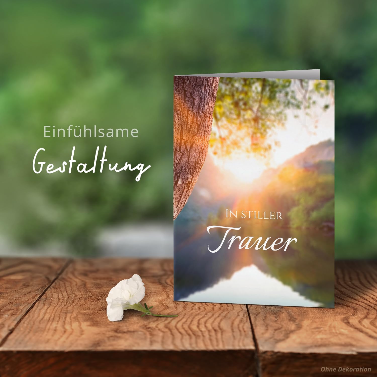 10 Trauerkarten mit Umschlag – Einladung zur Beerdigung oder Trauerfeier | Abschied | Hochwertige Klappkarten zur Todesanzeige – Motiv: Spiegelung
