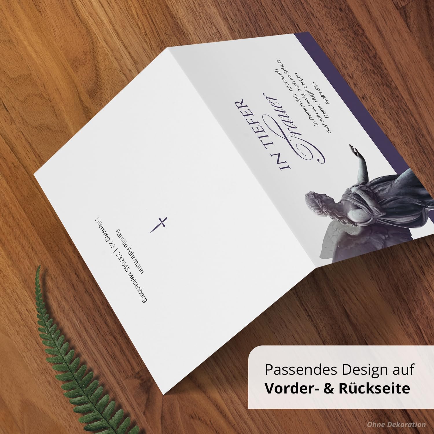10x Einladung Beerdigung und Trauerfeier PERSONALISIERT | INDIVIDUALISIERT mit Text Foto und Umschlägen Klappkarte stilvoll hochwertig Karten Motiv 14