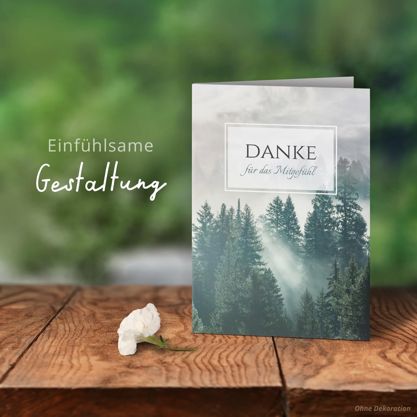 Danksagungskarten Trauer – 10 Klappkarten mit Umschlägen – Motiv: Mystik im Wald – Trauerkarten Danksagung mit Text – Dankeskarten Trauer nach Beerdigung