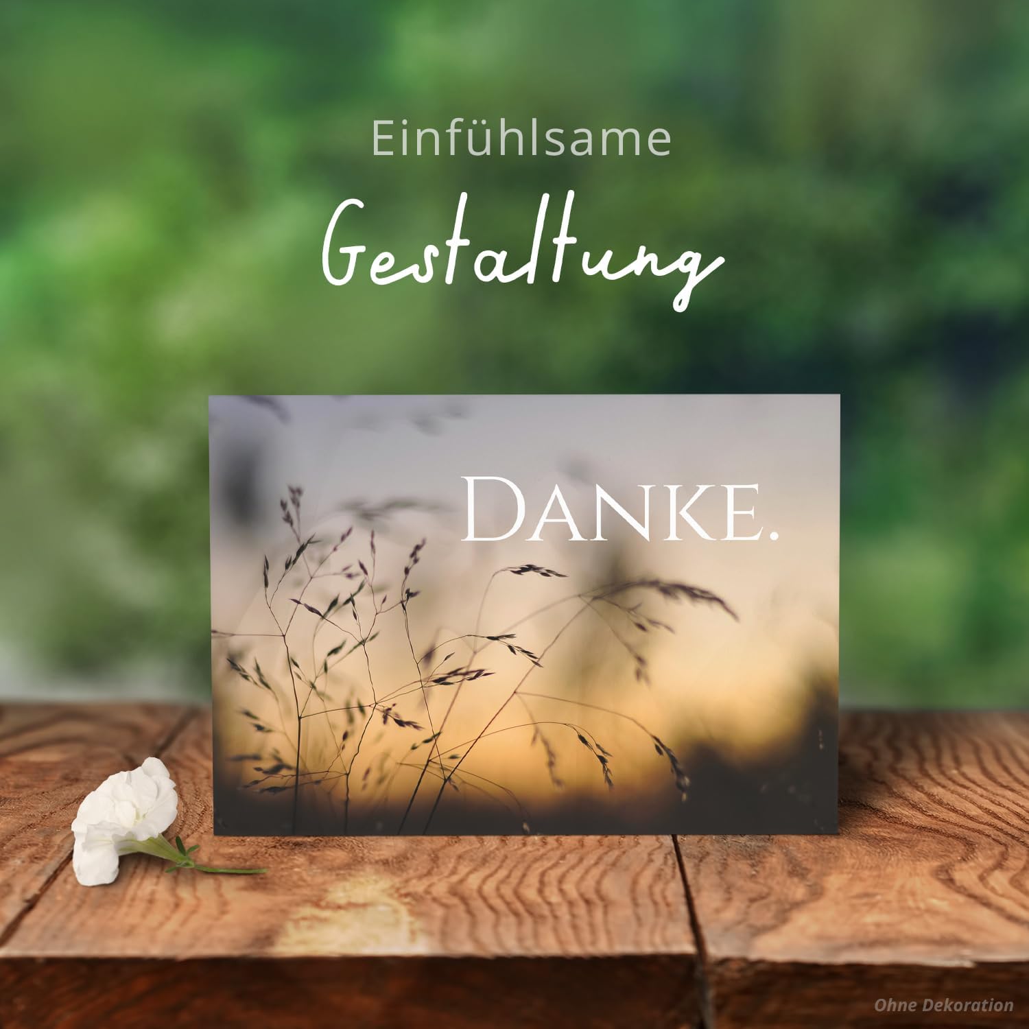 8 Trauer Danksagungskarten ausfüllbar mit Umschlag - Danke Trauerkarten Postkarten nach Beerdigung zum Ausfüllen mit Text Motiv Gräser im Wind