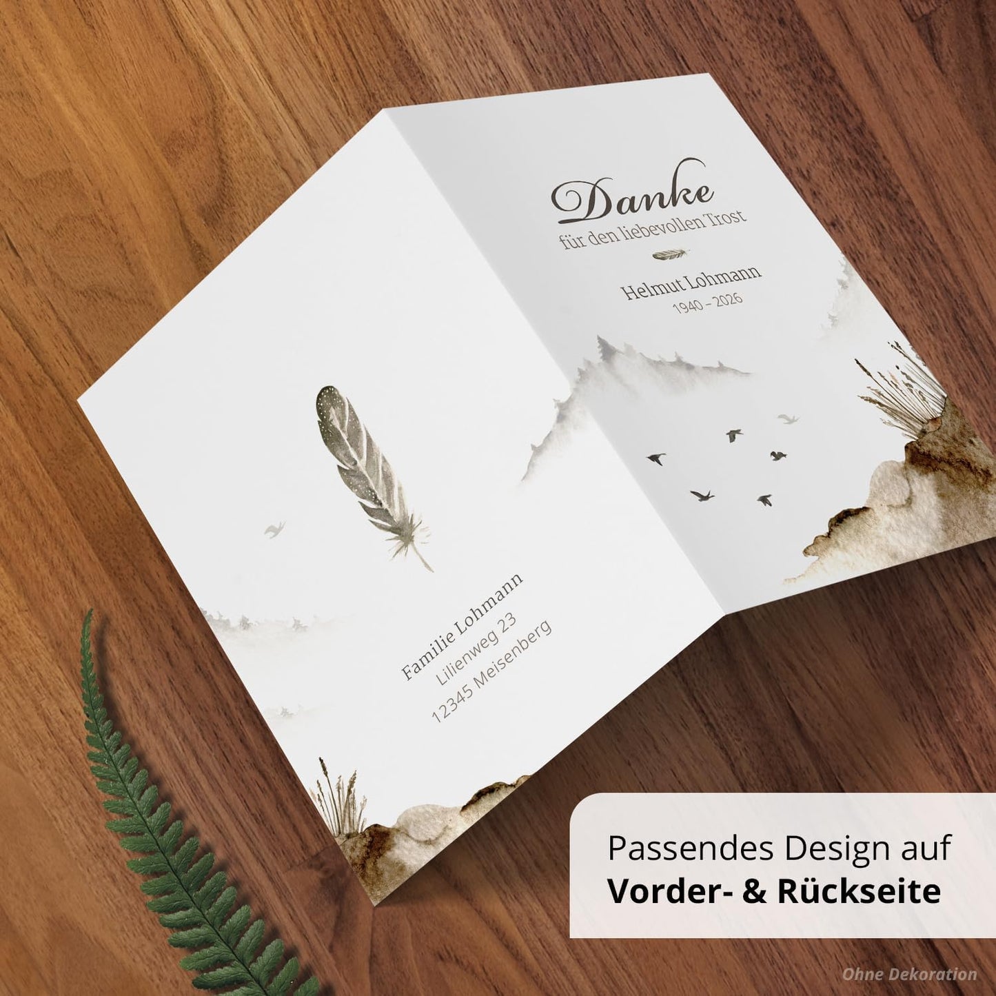 Einladungskarten Manufaktur Hamburg 10 PERSONALISIERTE Trauer Danksagungen Dankeskarten mit eigenem Text und Foto | Individuell anpassbare Trauerkarten mit Briefumschlägen | Karten Design 48