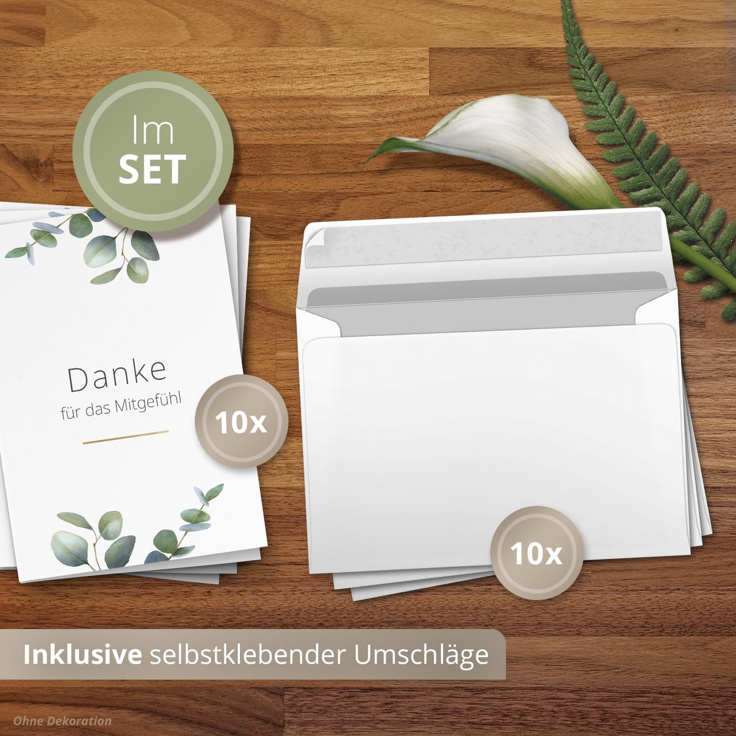 10 PERSONALISIERTE Trauer Danksagungen Dankeskarten mit eigenem Text und Foto | Individuell anpassbare Danke Trauerkarten mit Briefumschlägen | Karten Mitgefühl Eukalyptus