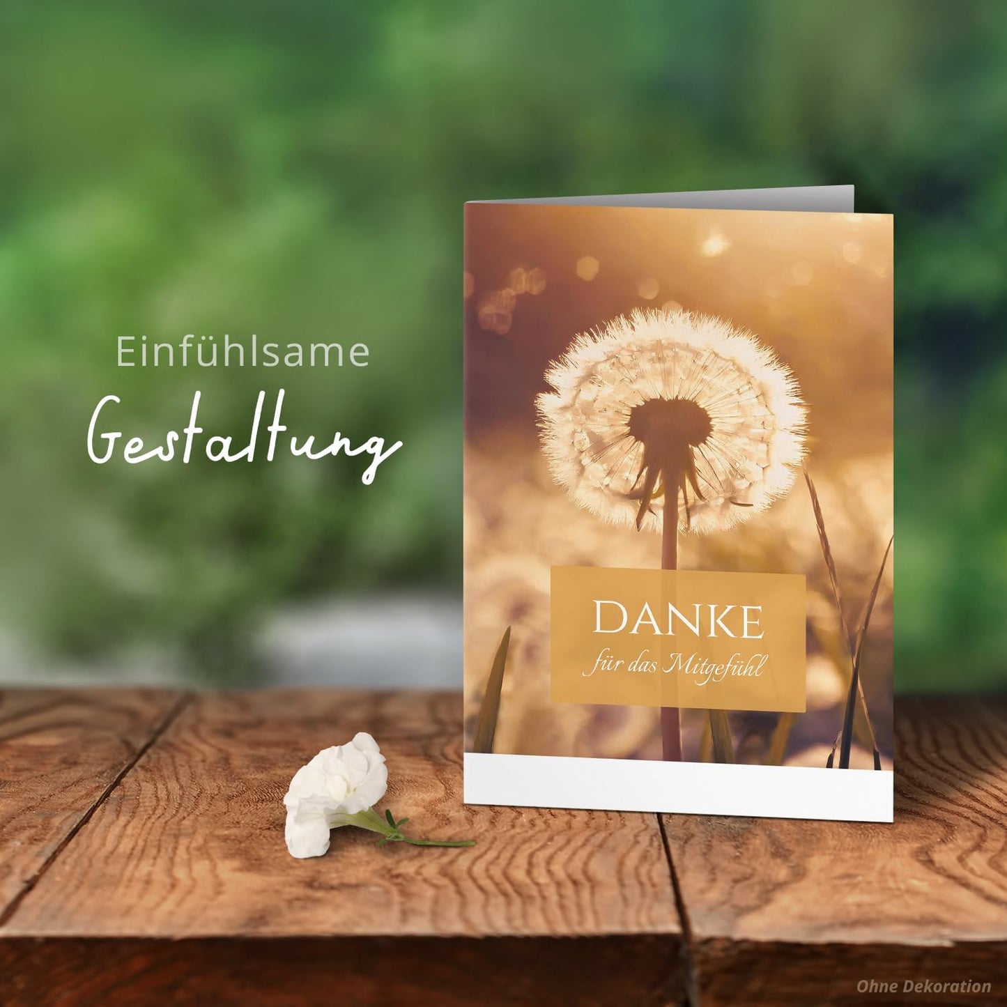 Danksagungskarten Trauer – 10 Klappkarten mit Umschlägen – Motiv: Pusteblume– Trauerkarten Danksagung mit Text – Dankeskarten Trauer nach Beerdigung