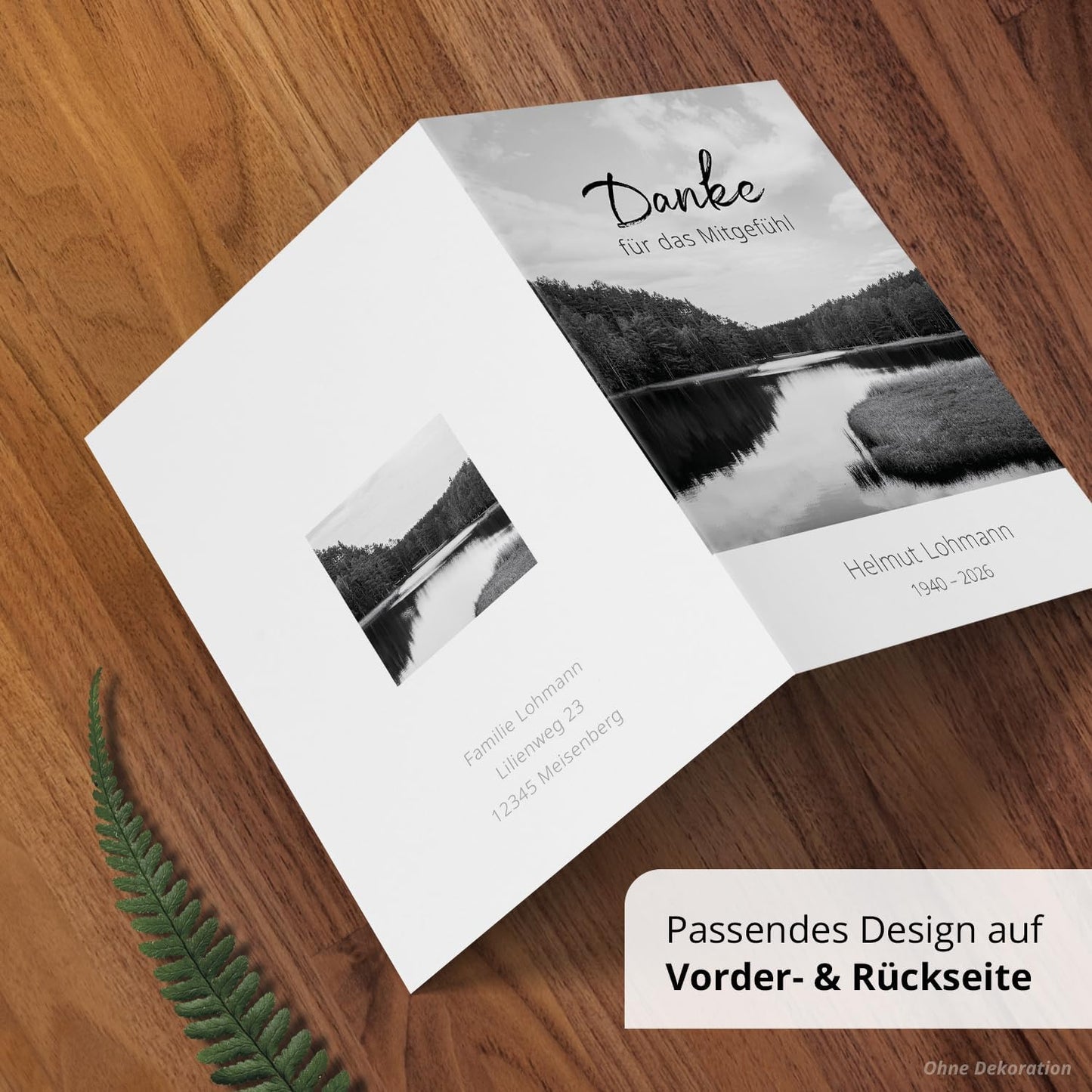Einladungskarten Manufaktur Hamburg 10 PERSONALISIERTE Trauer Danksagungen Dankeskarten mit eigenem Text und Foto | Individuell anpassbare Trauerkarten mit Briefumschlägen | Karten Design 44