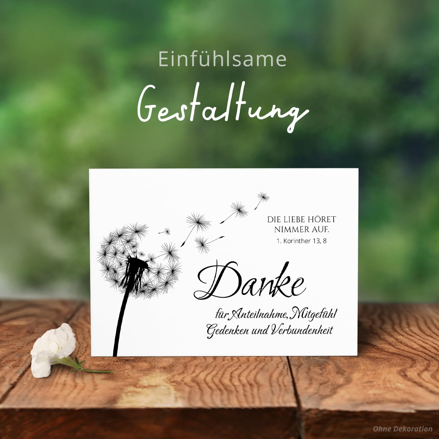 8 Trauer Danksagungskarten ausfüllbar mit Umschlag - Danke Trauerkarten Postkarten nach Beerdigung zum Ausfüllen mit Text Motiv Pusteblume Löwenzahn