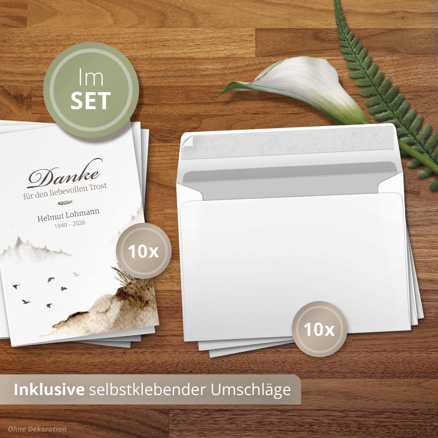 Einladungskarten Manufaktur Hamburg 10 PERSONALISIERTE Trauer Danksagungen Dankeskarten mit eigenem Text und Foto | Individuell anpassbare Trauerkarten mit Briefumschlägen | Karten Design 48