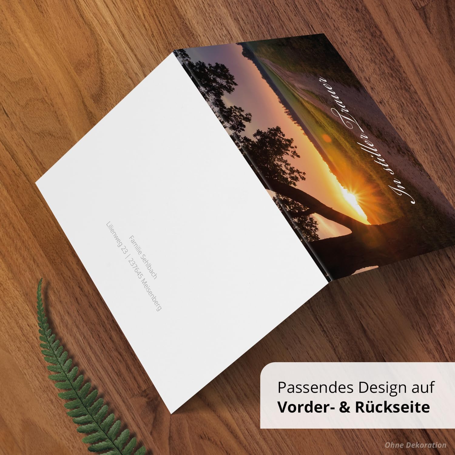 10x Einladung Beerdigung und Trauerfeier PERSONALISIERT | INDIVIDUALISIERT mit Text Foto und Umschlägen Klappkarte stilvoll hochwertig Karten Motiv 08