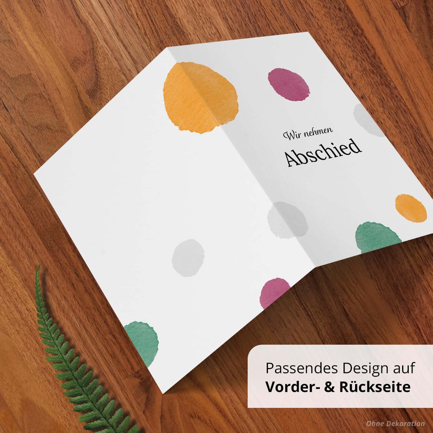 10 Trauerkarten mit Umschlag – Einladung zur Beerdigung oder Trauerfeier | Abschied | Hochwertige Klappkarten zur Todesanzeige – Motiv: Bunt