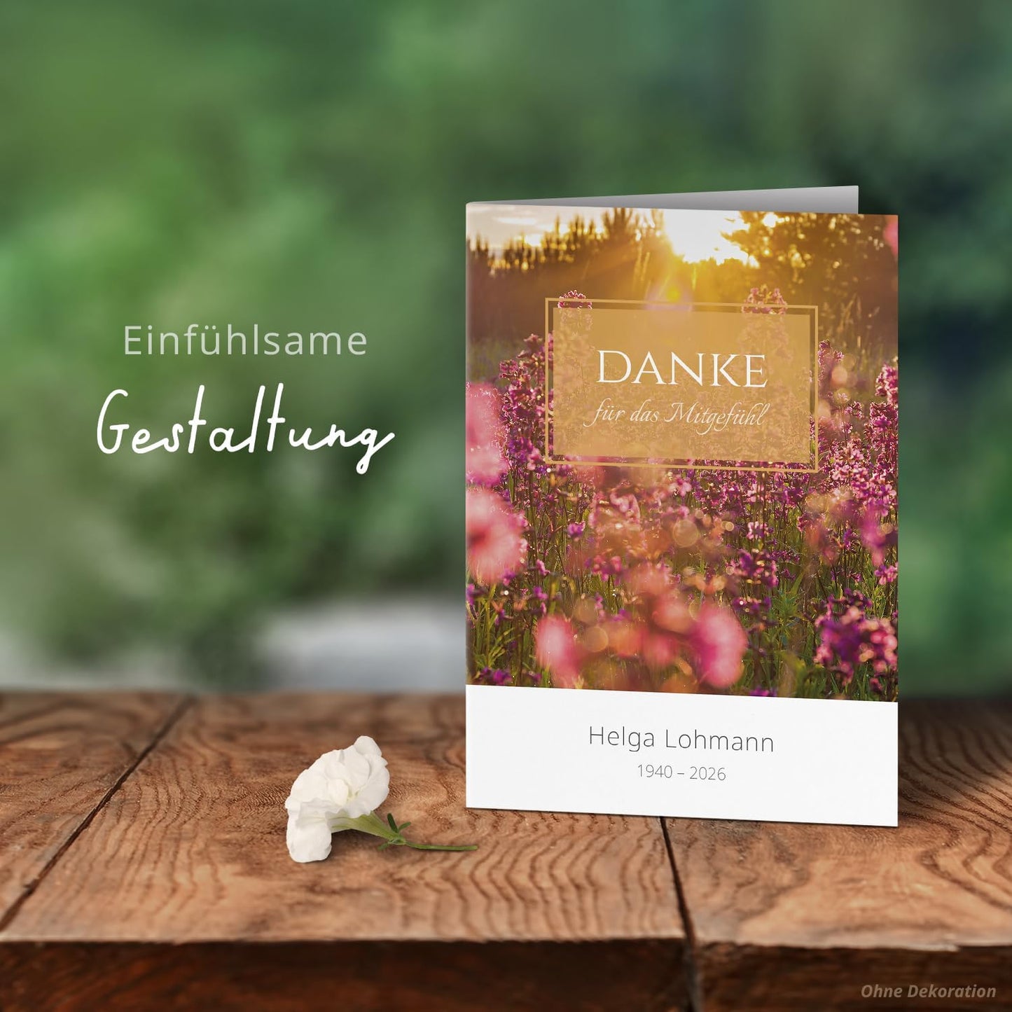 10 PERSONALISIERTE Trauer Danksagungen Dankeskarten mit eigenem Text und Foto | Individuell anpassbare Trauerkarten mit Briefumschlägen | Danke für das Mitgefühl 02