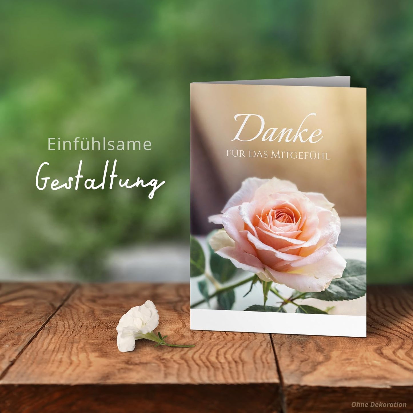 Danksagungskarten Trauer – 10 Klappkarten mit Umschlägen – Motiv: Zarte Rose – Trauerkarten Danksagung mit Text – Dankeskarten Trauer nach Beerdigung