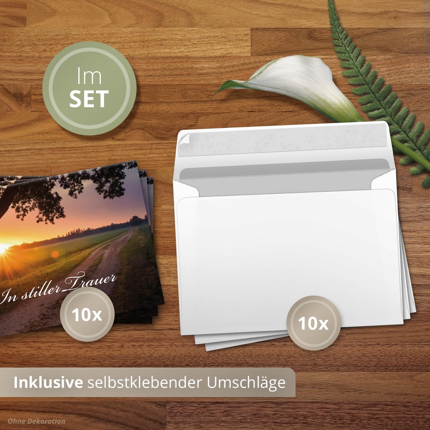 10x Einladung Beerdigung und Trauerfeier PERSONALISIERT | INDIVIDUALISIERT mit Text Foto und Umschlägen Klappkarte stilvoll hochwertig Karten Motiv 08