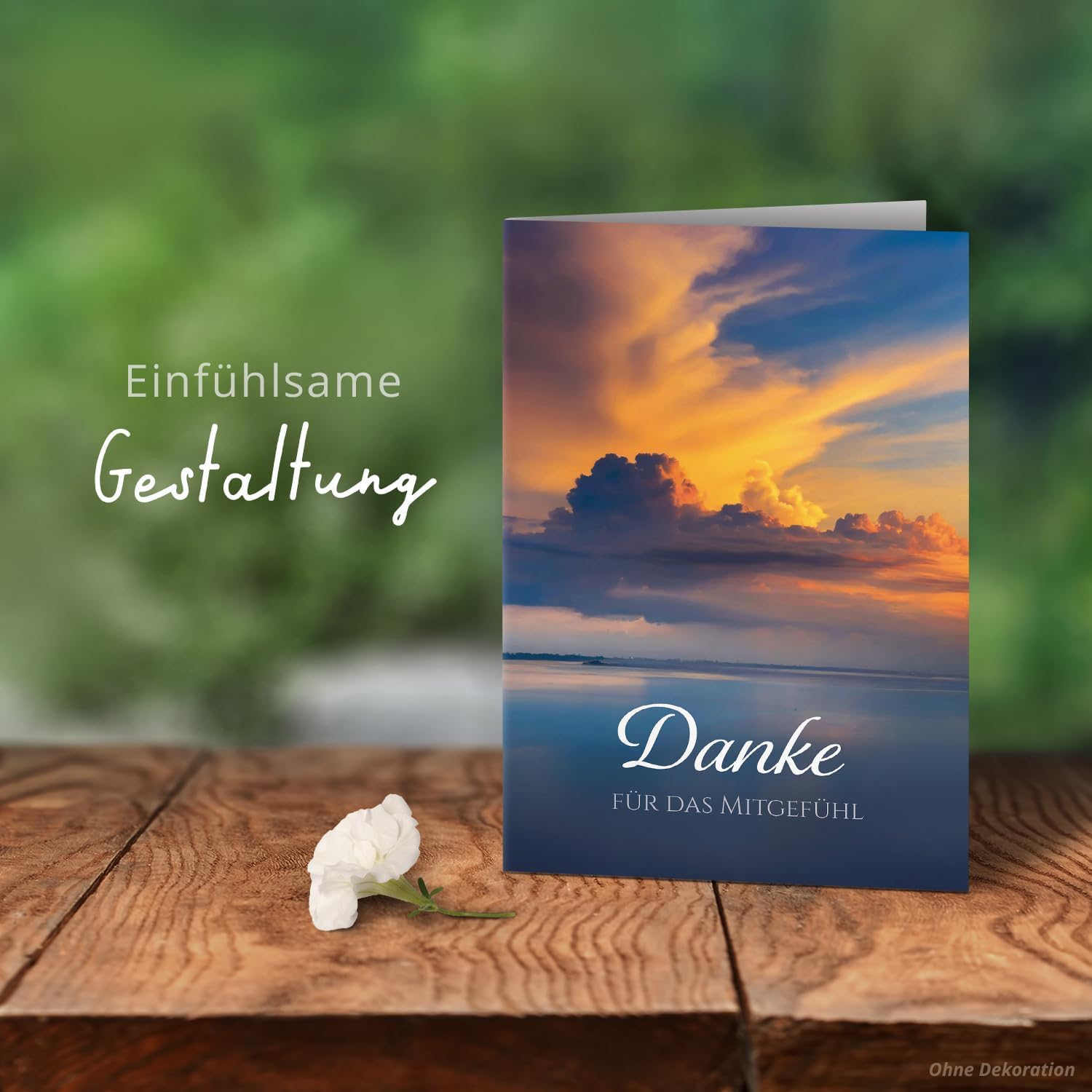 Danksagungskarten Trauer – 10 Klappkarten mit Umschlägen – Motiv: Wolken im Himmel – Trauerkarten Danksagung mit Text – Dankeskarten Trauer nach Beerdigung