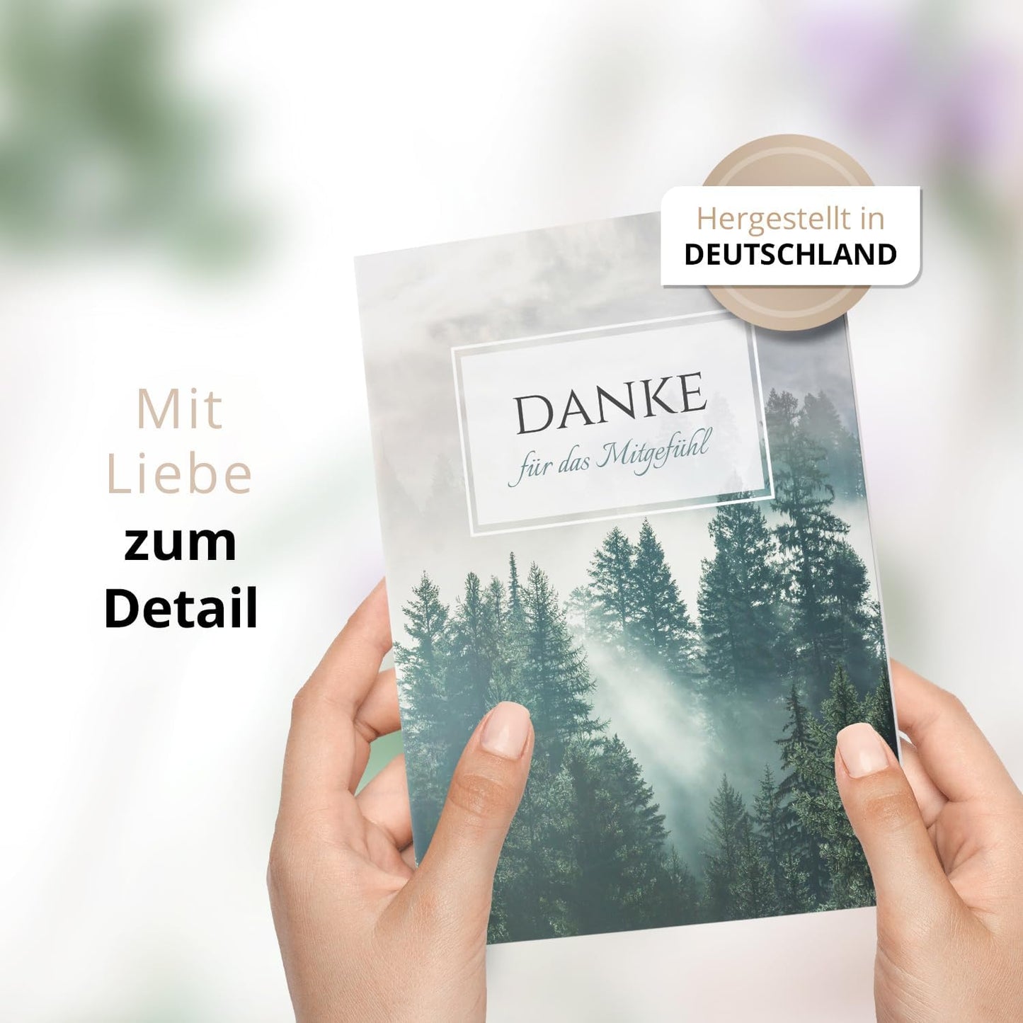 Danksagungskarten Trauer – 10 Klappkarten mit Umschlägen – Motiv: Mystik im Wald – Trauerkarten Danksagung mit Text – Dankeskarten Trauer nach Beerdigung
