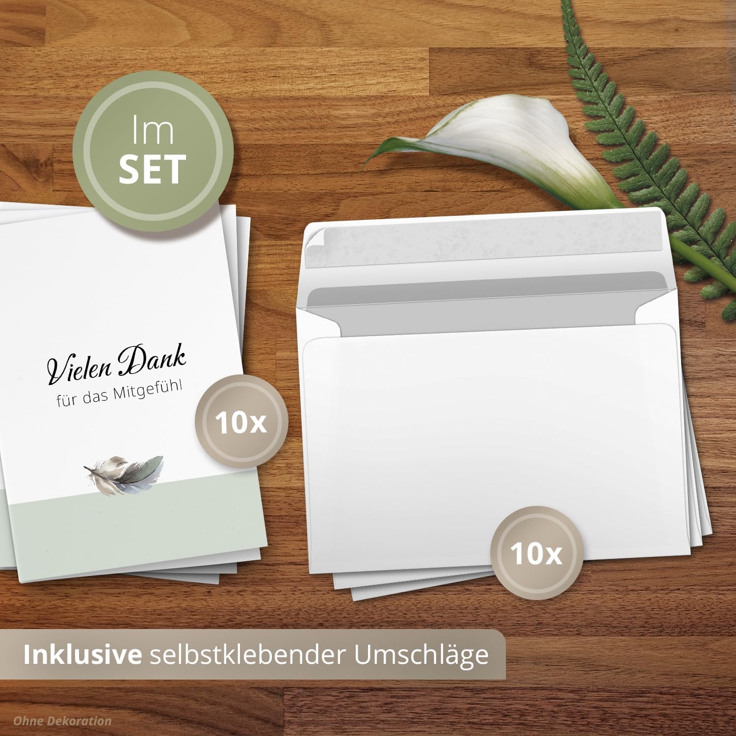 10 PERSONALISIERTE Trauer Danksagungen Dankeskarten mit eigenem Text und Foto | Individuell anpassbare Danke Trauerkarten mit Briefumschlägen | Karten für das Mitgefühl Feder