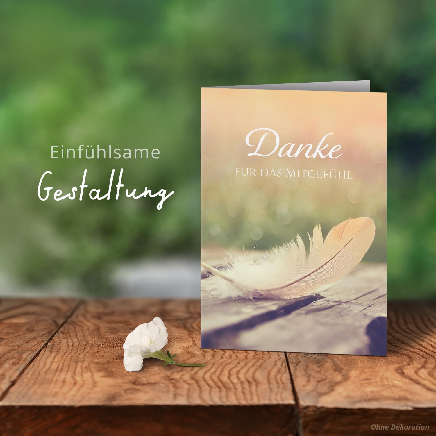 Danksagungskarten Trauer – 10 Klappkarten mit Umschlägen – Motiv: Feder – Trauerkarten Danksagung mit Text – Dankeskarten Trauer nach Beerdigung