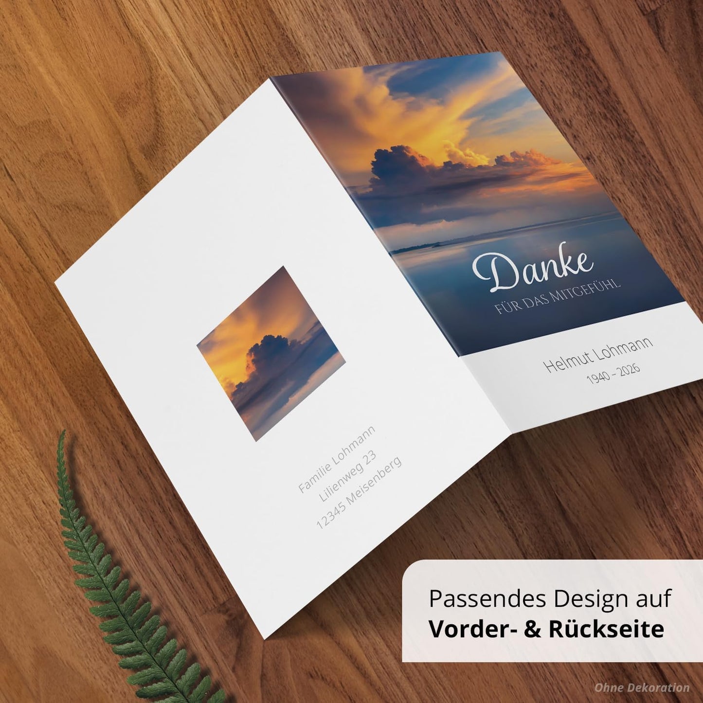 Einladungskarten Manufaktur Hamburg 10 PERSONALISIERTE Trauer Danksagungen Dankeskarten mit eigenem Text und Foto | Individuell anpassbare Trauerkarten mit Briefumschlägen | Karten Design 43