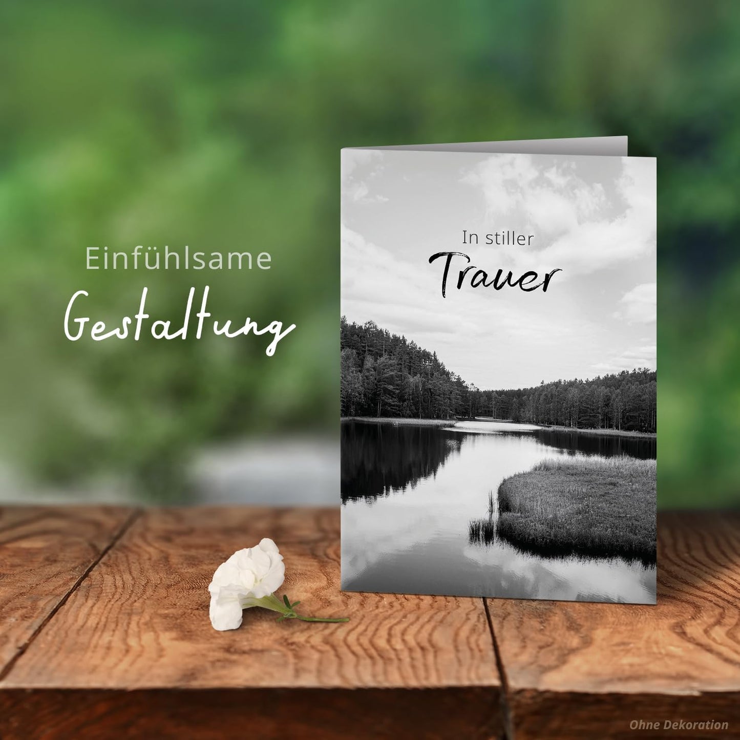 10 Trauerkarten mit Umschlag – Einladung zur Beerdigung oder Trauerfeier | Abschied | Hochwertige Klappkarten zur Todesanzeige – Motiv: Stille Trauer