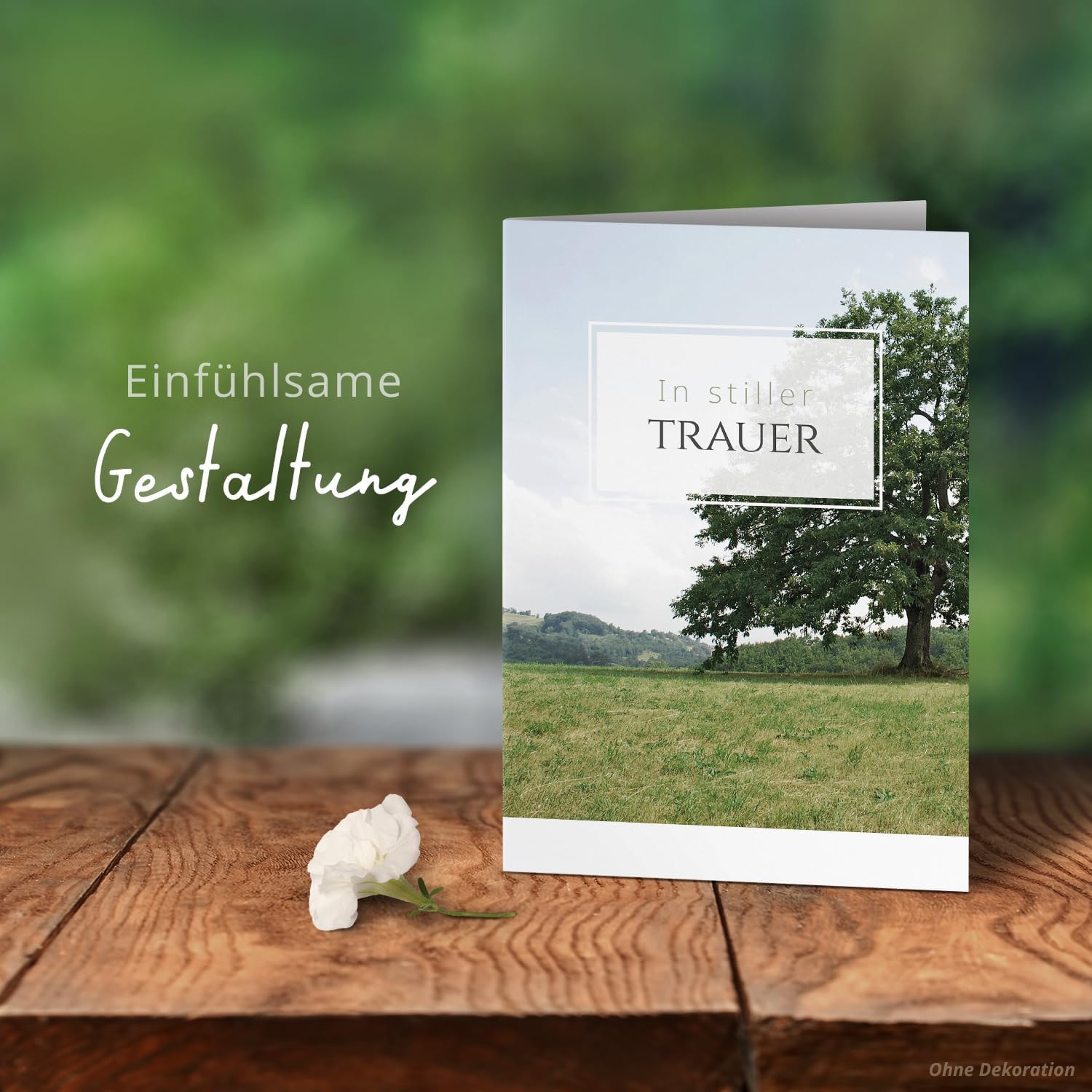 10 Trauerkarten mit Umschlag – Einladung zur Beerdigung oder Trauerfeier | Abschied | Hochwertige Klappkarten zur Todesanzeige – Motiv: Baum