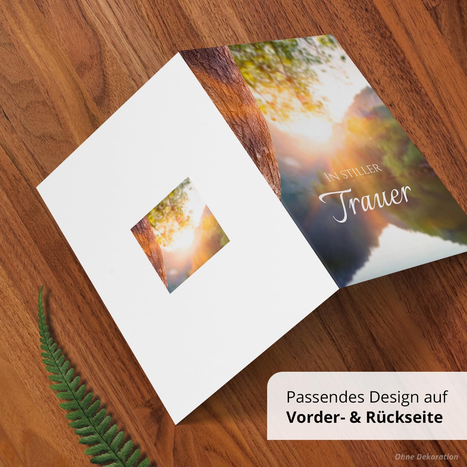 10 Trauerkarten mit Umschlag – Einladung zur Beerdigung oder Trauerfeier | Abschied | Hochwertige Klappkarten zur Todesanzeige – Motiv: Spiegelung
