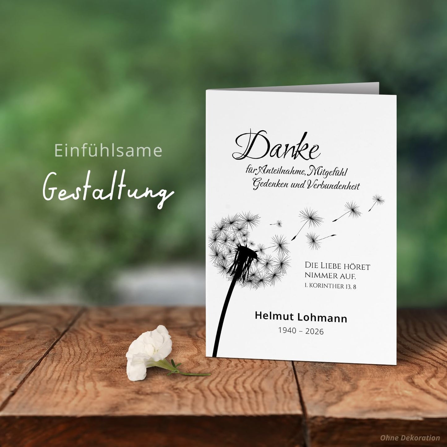 Einladungskarten Manufaktur Hamburg 10 PERSONALISIERTE Trauer Danksagungen Dankeskarten mit Text und Foto | Individuell anpassbare Trauerkarten mit Briefumschlägen | Karten Pusteblume