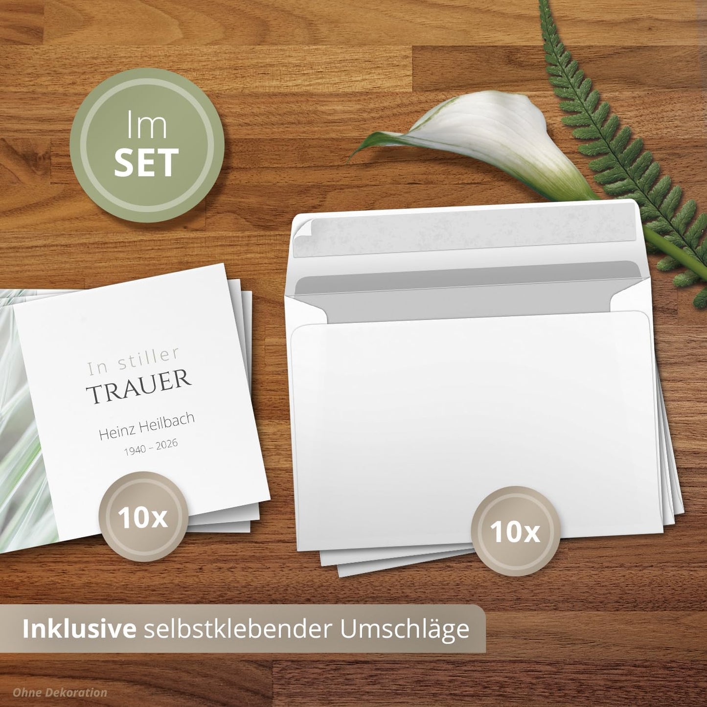 10x Einladung Beerdigung und Trauerfeier PERSONALISIERT | INDIVIDUALISIERT mit Text Foto und Umschlägen Klappkarte stilvoll hochwertig Karten Motiv 05