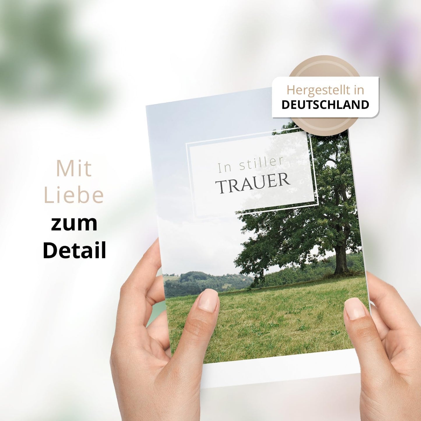 10 Trauerkarten mit Umschlag – Einladung zur Beerdigung oder Trauerfeier | Abschied | Hochwertige Klappkarten zur Todesanzeige – Motiv: Baum