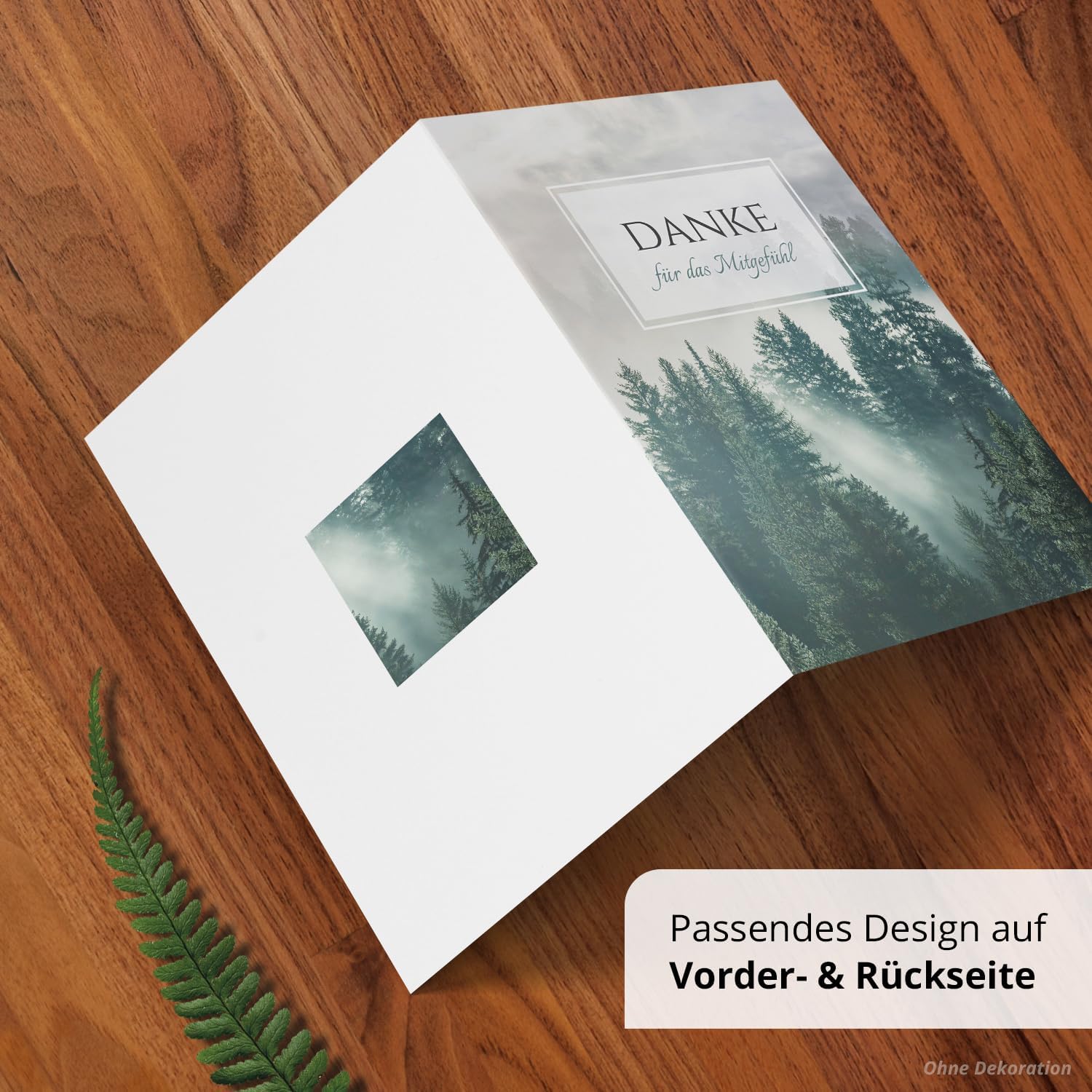 Danksagungskarten Trauer – 10 Klappkarten mit Umschlägen – Motiv: Mystik im Wald – Trauerkarten Danksagung mit Text – Dankeskarten Trauer nach Beerdigung