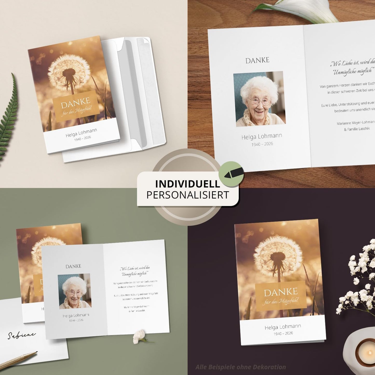 Einladungskarten Manufaktur Hamburg 10 PERSONALISIERTE Trauer Danksagungen Dankeskarten mit eigenem Text und Foto | Individuell anpassbare Trauerkarten mit Briefumschlägen | Karten Design 29