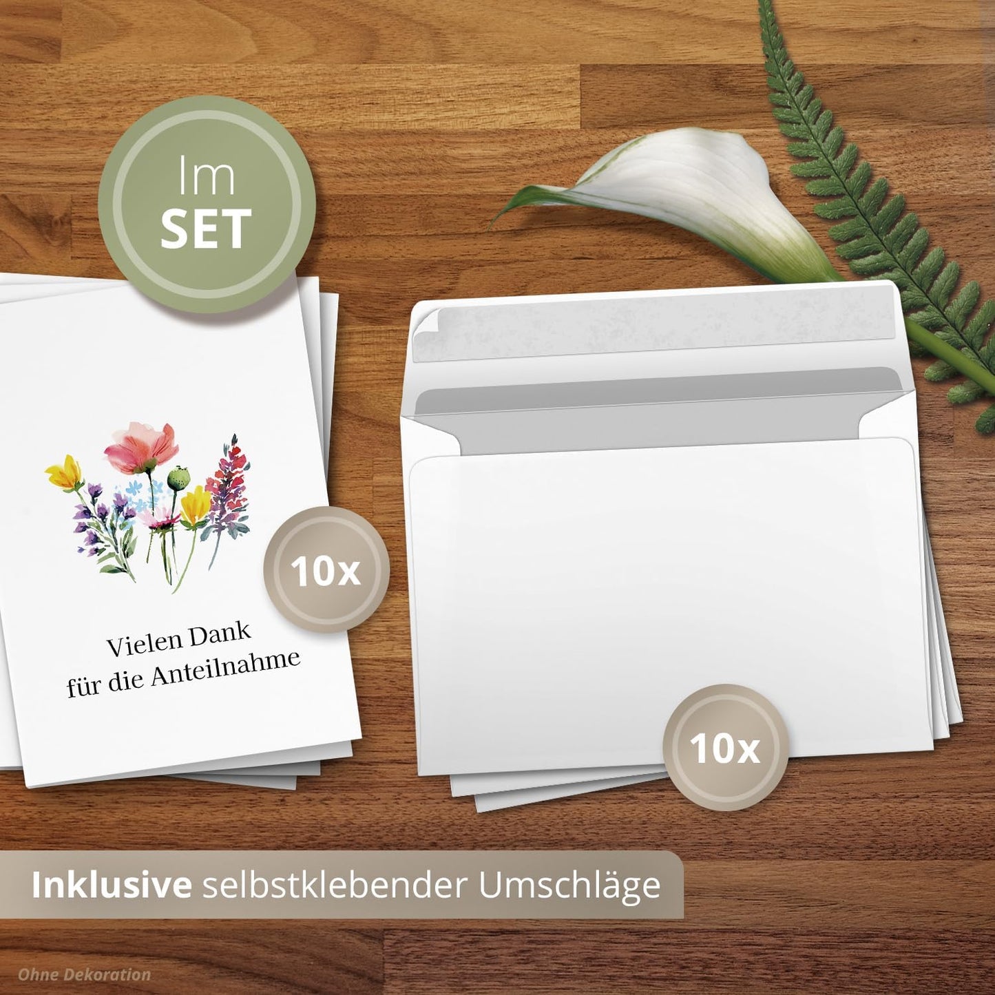 10 PERSONALISIERTE Trauer Danksagungen Dankeskarten mit eigenem Text und Foto | Individuell anpassbare Danke Trauerkarten mit Briefumschlägen | Karten Anteilnahme Blumen bunt