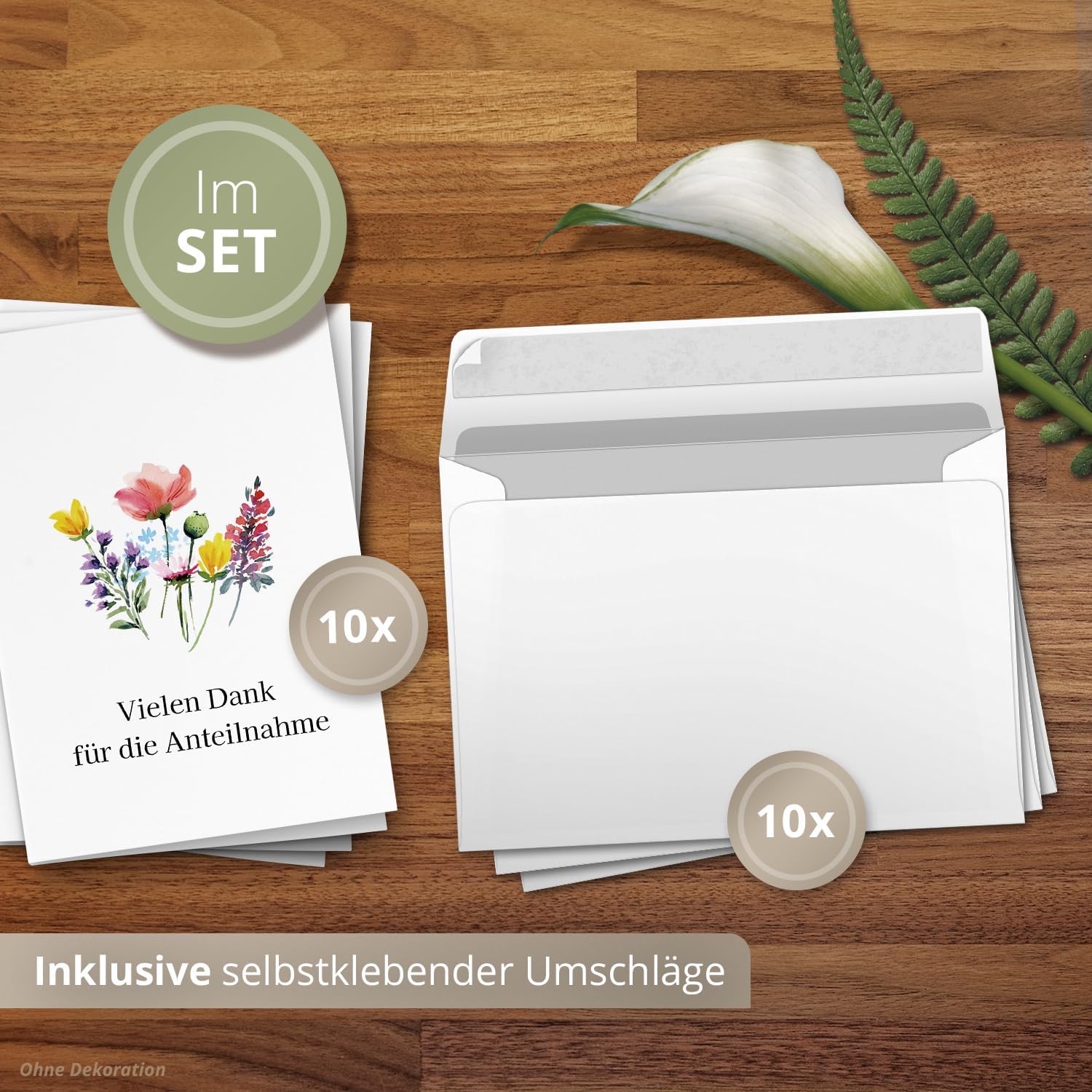 10 PERSONALISIERTE Trauer Danksagungen Dankeskarten mit eigenem Text und Foto | Individuell anpassbare Danke Trauerkarten mit Briefumschlägen | Karten Anteilnahme Blumen bunt