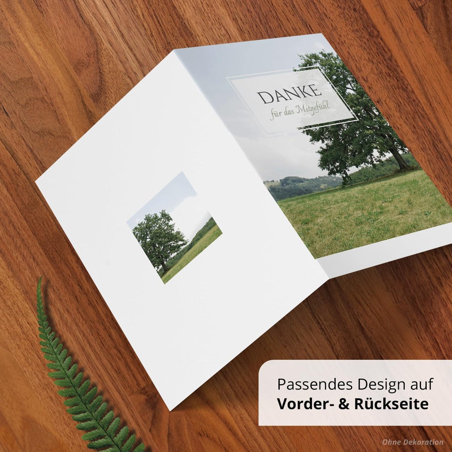 Danksagungskarten Trauer – 10 Klappkarten mit Umschlägen – Motiv: Der Baum – Trauerkarten Danksagung mit Text – Dankeskarten Trauer nach Beerdigung