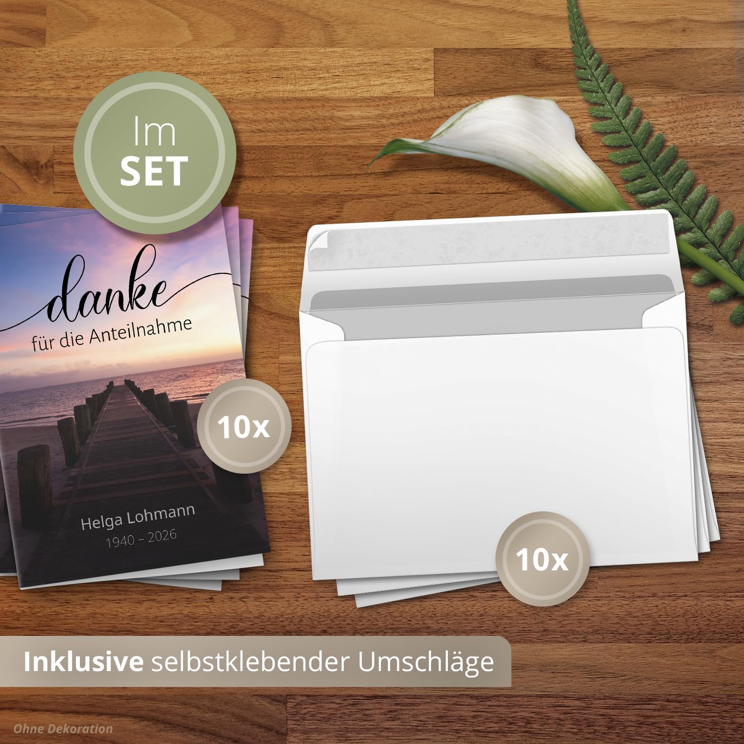 Einladungskarten Manufaktur Hamburg 10 PERSONALISIERTE Trauer Danksagungen Dankeskarten mit eigenem Text und Foto | Individuell anpassbare Trauerkarten mit Briefumschlägen | Karten Design 21