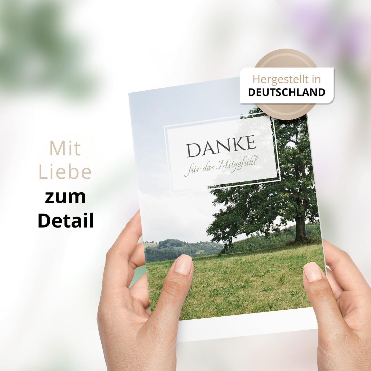 Danksagungskarten Trauer – 10 Klappkarten mit Umschlägen – Motiv: Der Baum – Trauerkarten Danksagung mit Text – Dankeskarten Trauer nach Beerdigung