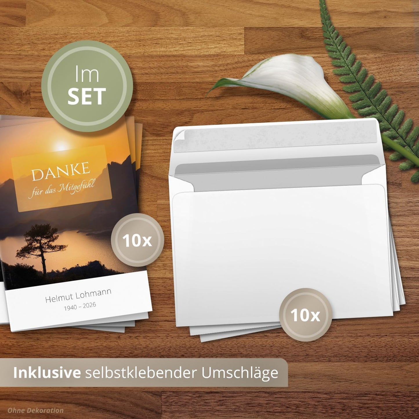 Einladungskarten Manufaktur Hamburg 10 PERSONALISIERTE Trauer Danksagungen Dankeskarten mit eigenem Text und Foto | Individuell anpassbare Trauerkarten mit Briefumschlägen | Karten Design 25
