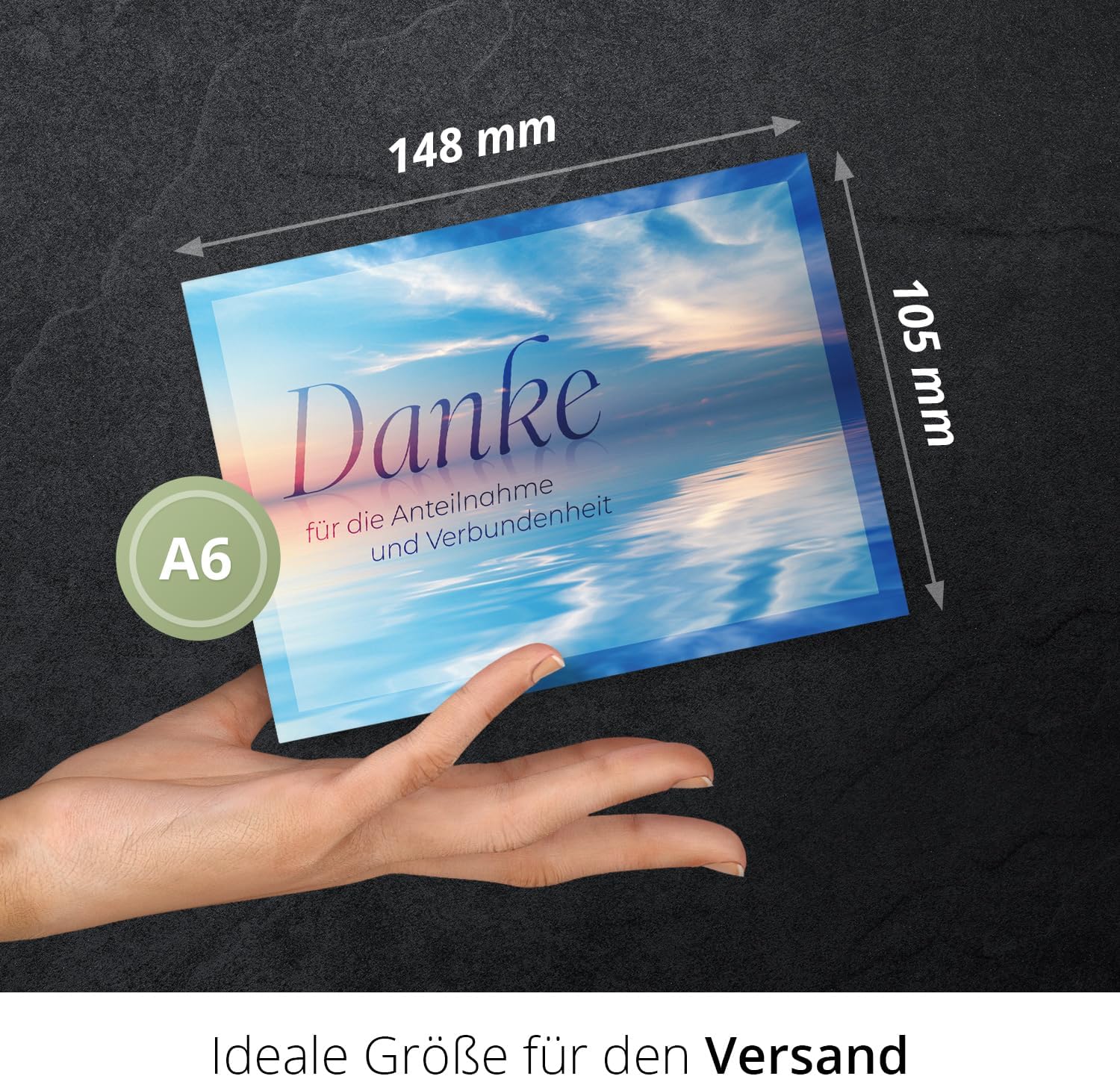 Einladungskarten Manufaktur Hamburg 8 Trauer Danksagungskarten ausfüllbar mit Umschlag - Danke Trauerkarten Postkarten nach Beerdigung zum Ausfüllen mit Text Motiv Meer Seebestattung See