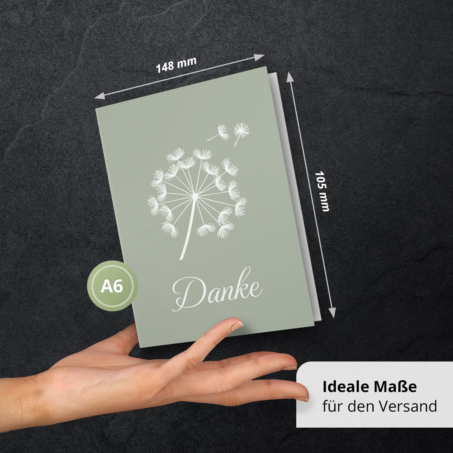 Danksagungskarten Trauer – 10 Klappkarten mit Umschlägen – Motiv: Pusteblume Mint – Trauerkarten Danksagung mit Text – Dankeskarten Trauer nach Beerdigung