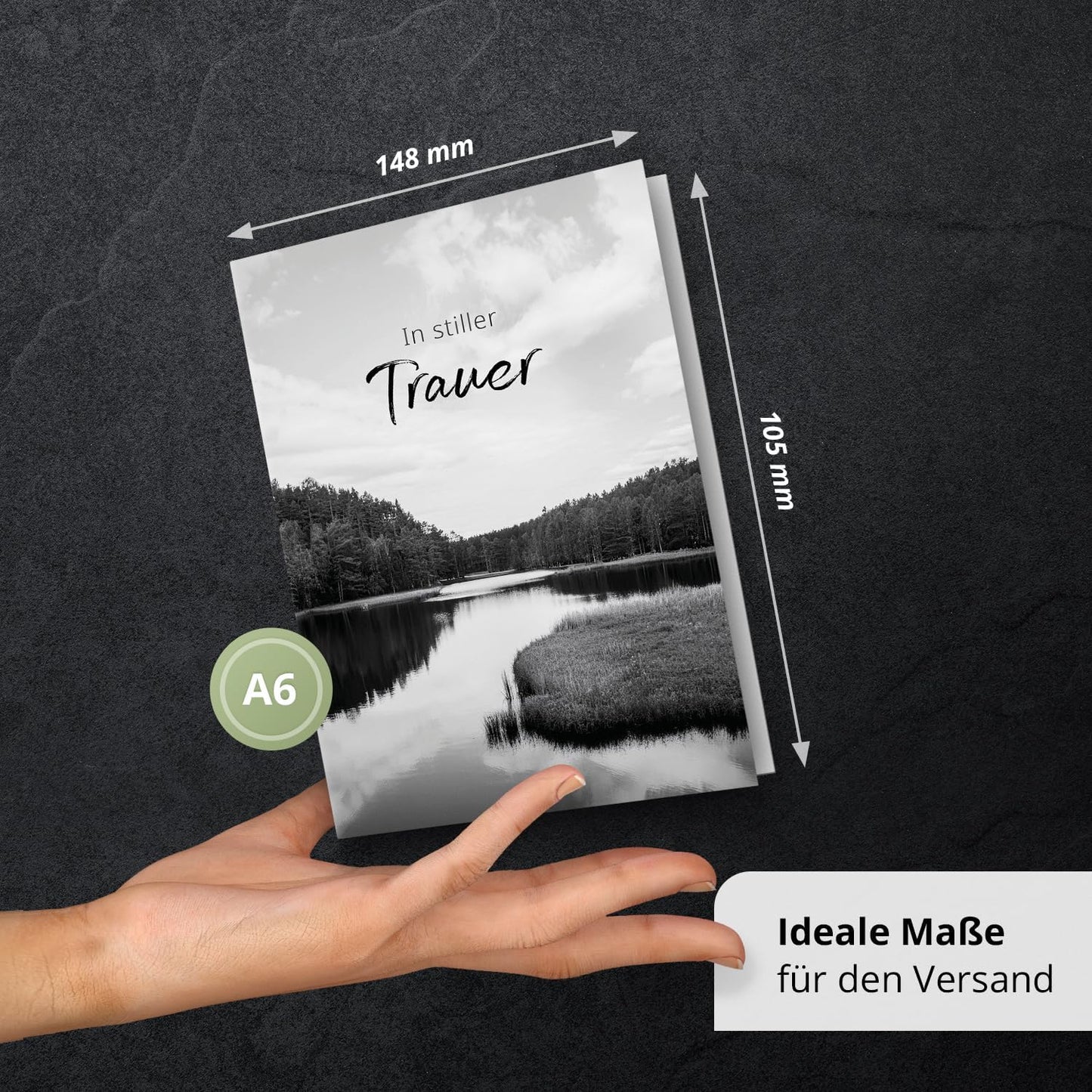 10 Trauerkarten mit Umschlag – Einladung zur Beerdigung oder Trauerfeier | Abschied | Hochwertige Klappkarten zur Todesanzeige – Motiv: Stille Trauer