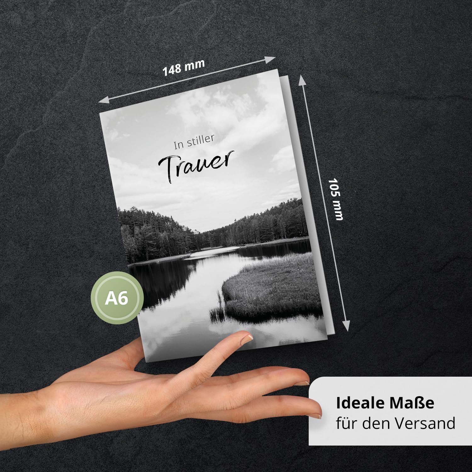 10 Trauerkarten mit Umschlag – Einladung zur Beerdigung oder Trauerfeier | Abschied | Hochwertige Klappkarten zur Todesanzeige – Motiv: Stille Trauer