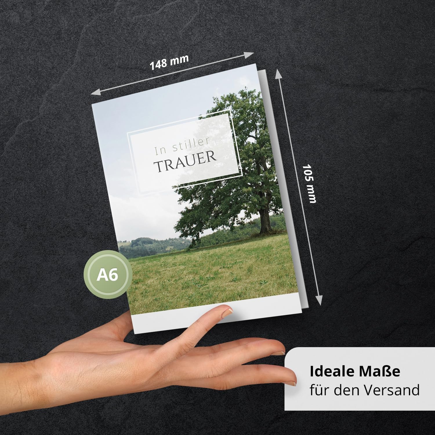 10 Trauerkarten mit Umschlag – Einladung zur Beerdigung oder Trauerfeier | Abschied | Hochwertige Klappkarten zur Todesanzeige – Motiv: Baum