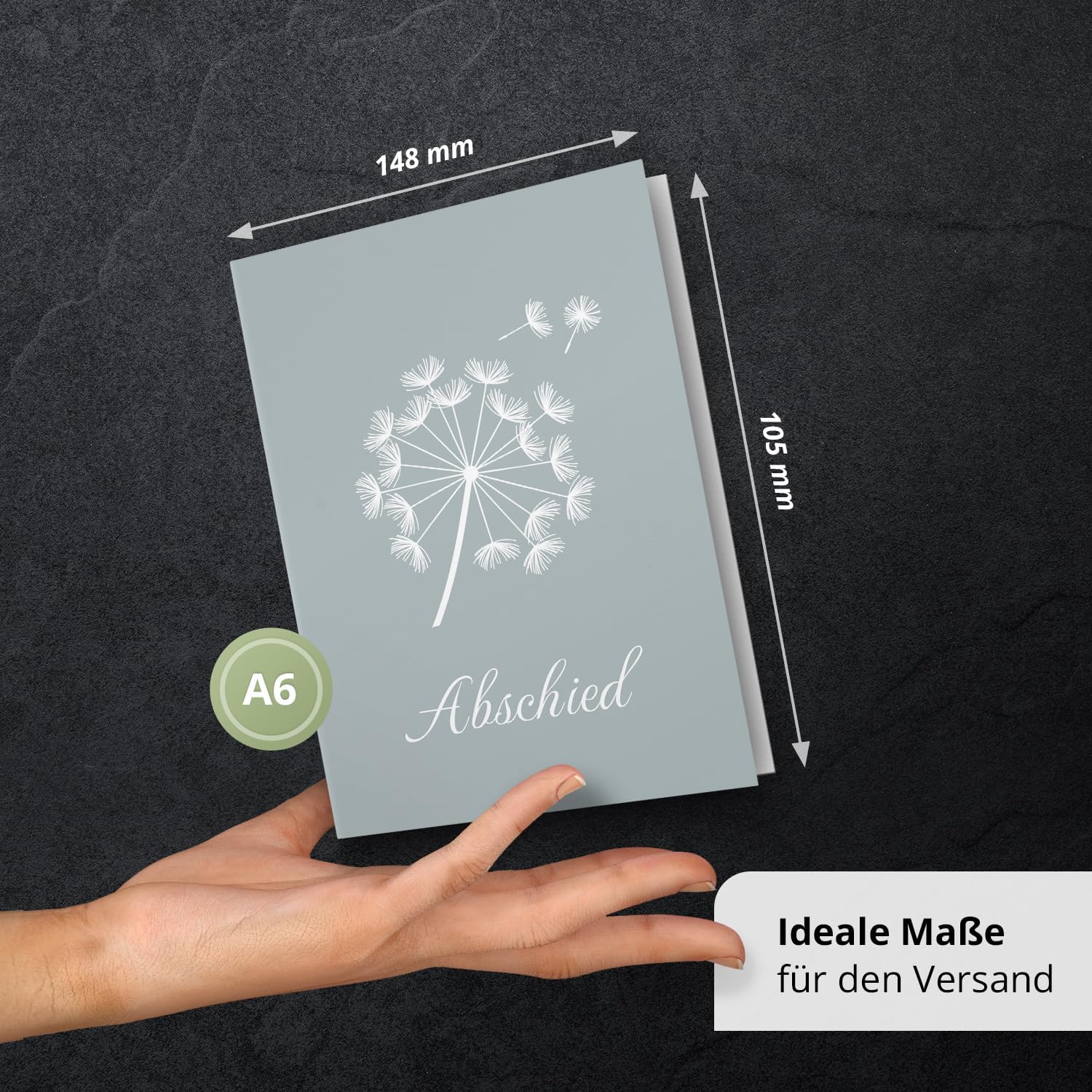 10 Trauerkarten mit Umschlag – Einladung zur Beerdigung oder Trauerfeier | Abschied | Hochwertige Klappkarten zur Todesanzeige – Motiv: Pusteblume 2